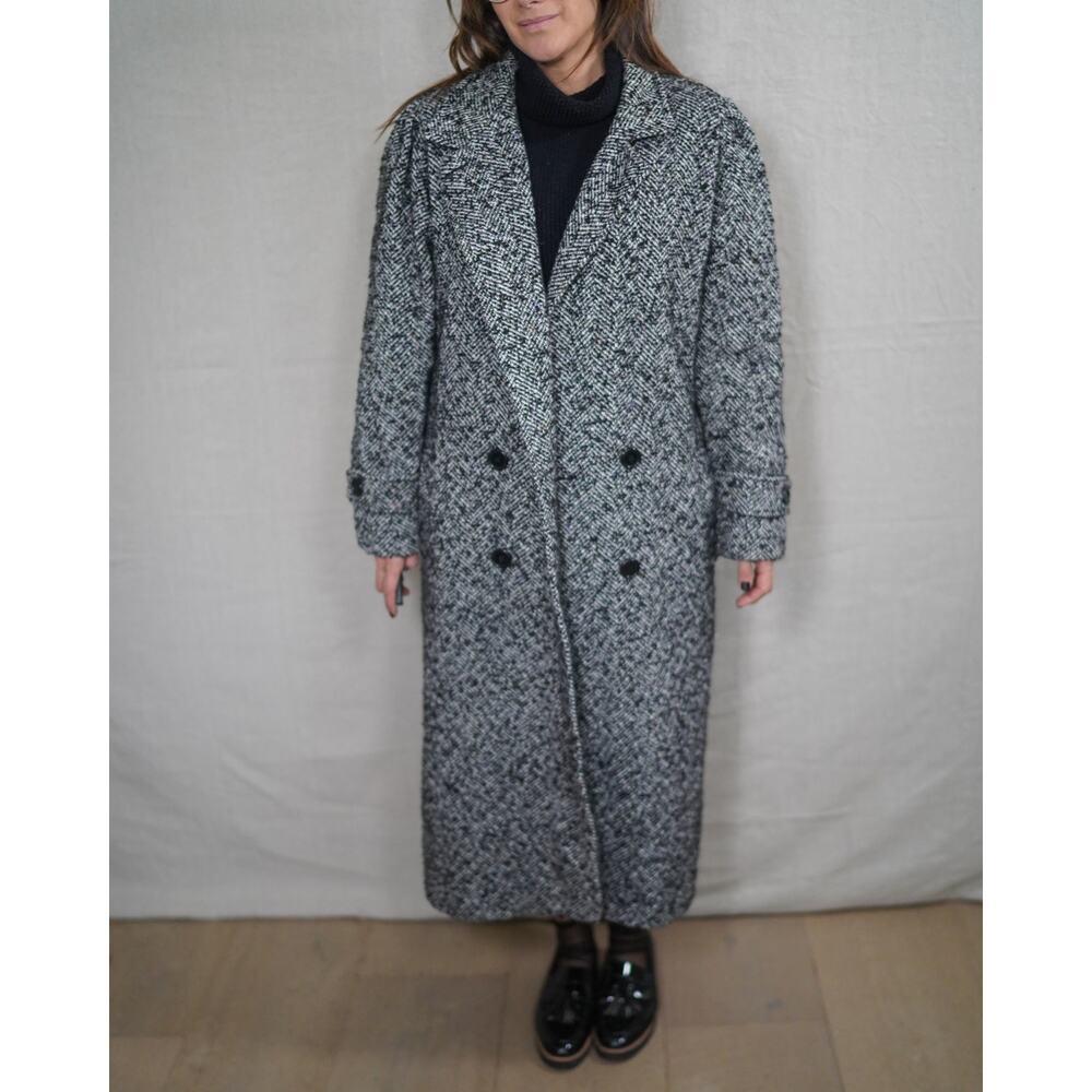 Vintage Longline Wool Tweed Coat Oversized - Picture 2 of 9